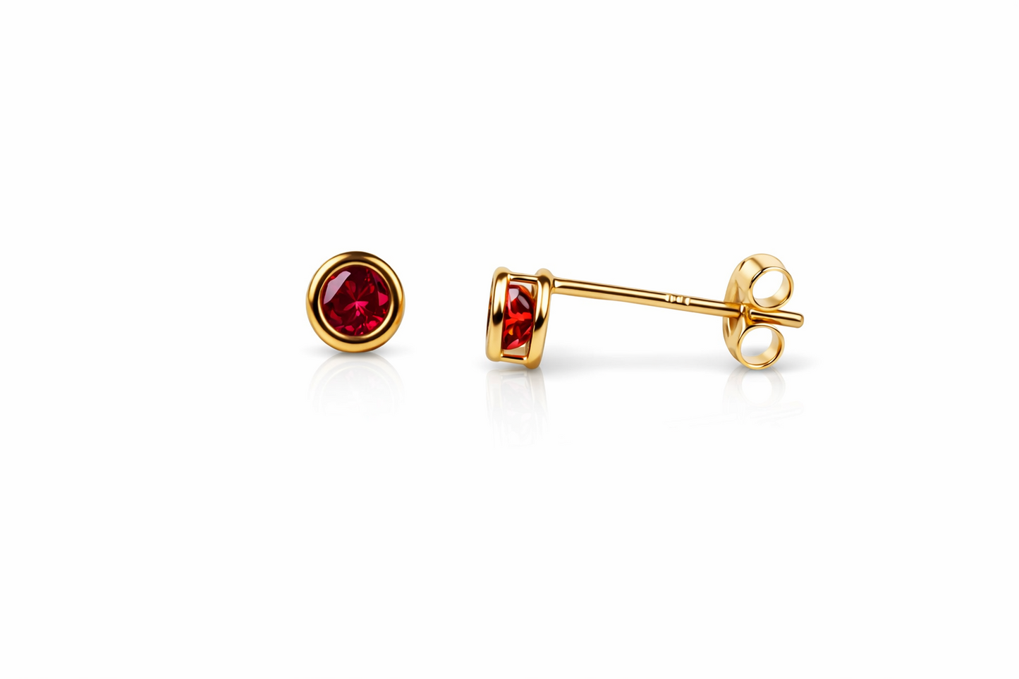 14K Round Bezel Set Yellow Gold 3mm Birthstone Earrings 3MM