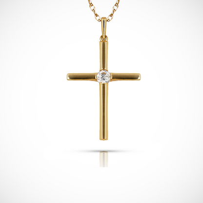 14K Yellow & White Gold Cross Pendant for Women