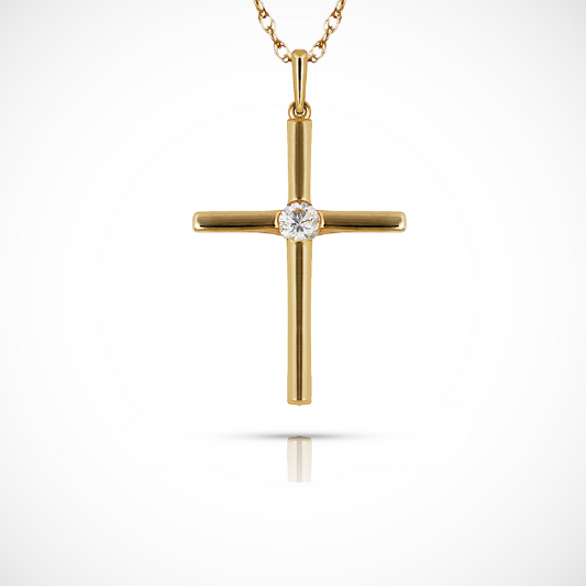 14K Yellow & White Gold Cross Pendant for Women