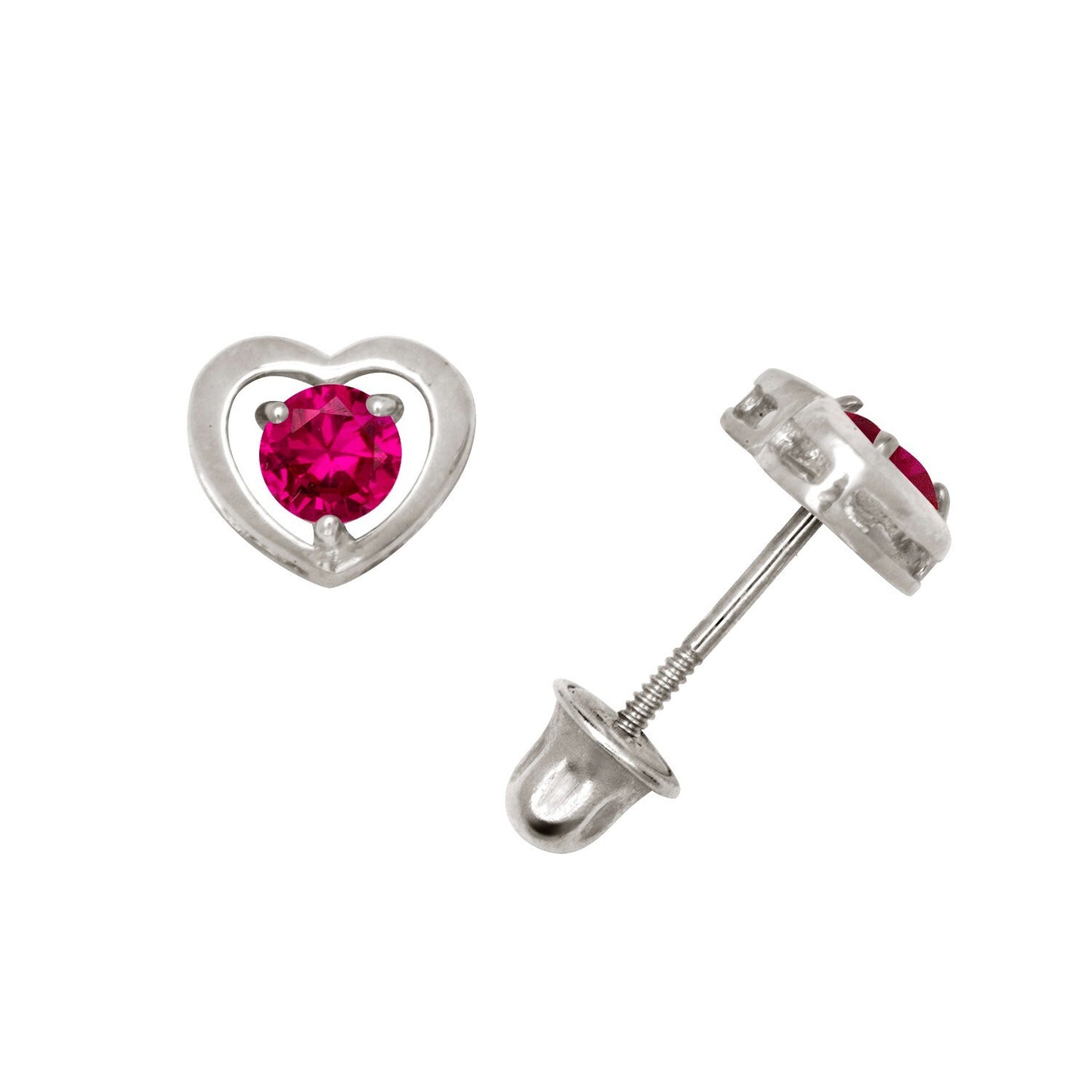 14K Yellow & White Gold Elegant CZ Heart Shaped Stud Earrings for Women