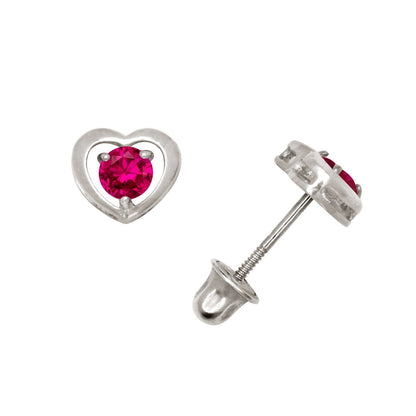 14K Yellow & White Gold Elegant CZ Heart Shaped Stud Earrings for Women