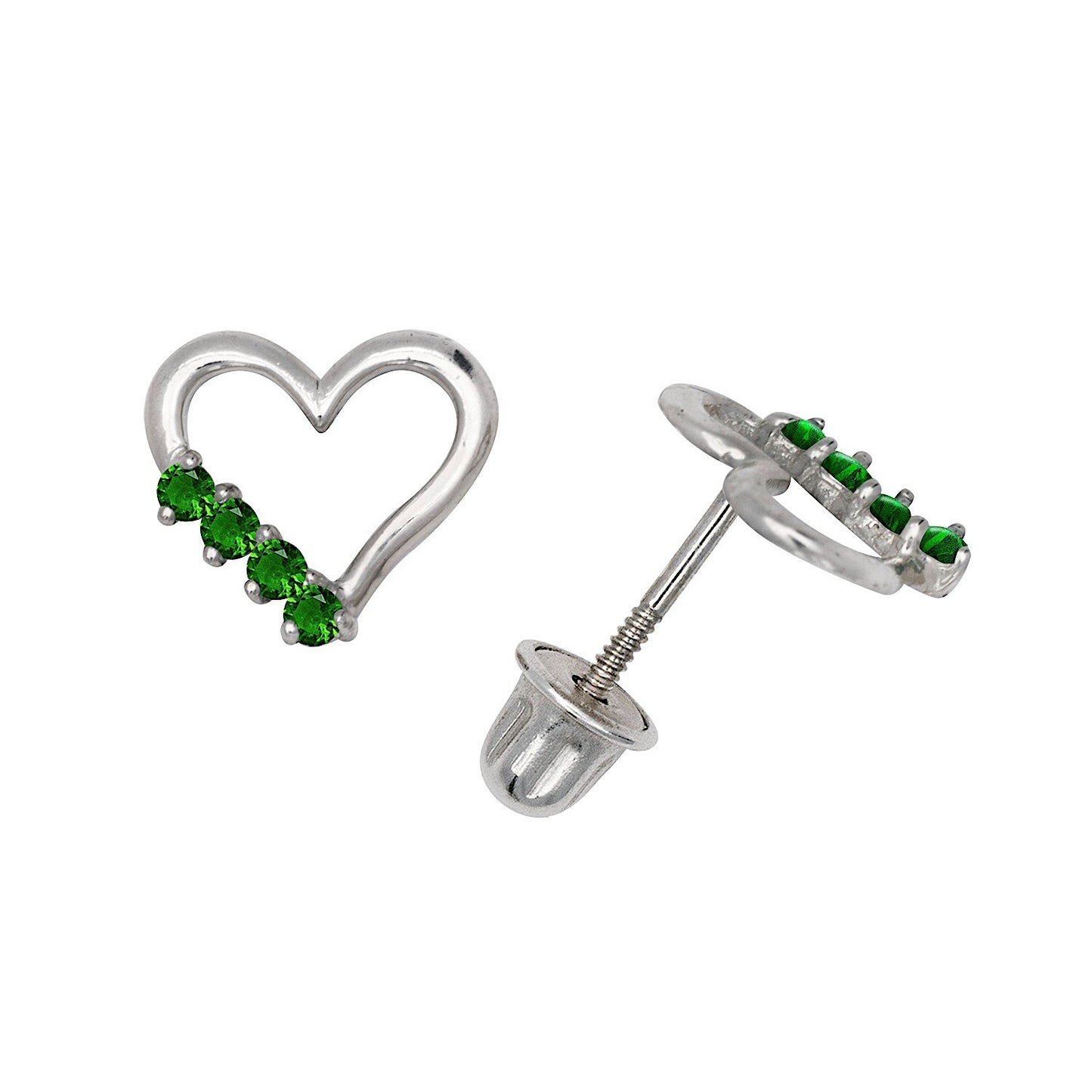 14K Yellow & White Gold Elegant Heart Shaped CZ Stud Earrings for Women