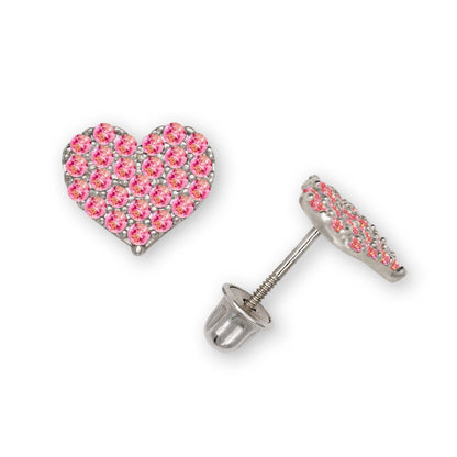 14K Yellow & White Gold Beautiful CZ Heart Shaped Stud Earrings for Women