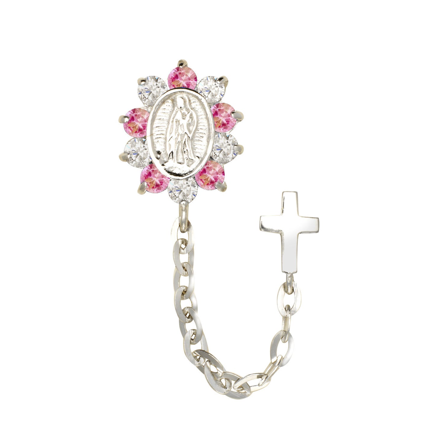 14K Yellow or White Gold Guadalupe Virgin Mary Screw Back CZ Stud Earrings