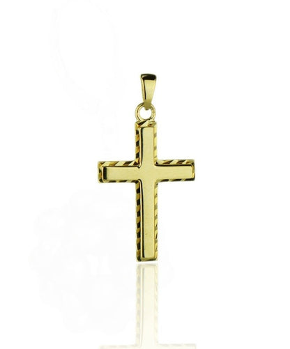 14k Yellow and White Gold Diamond Cut Cross Pendants