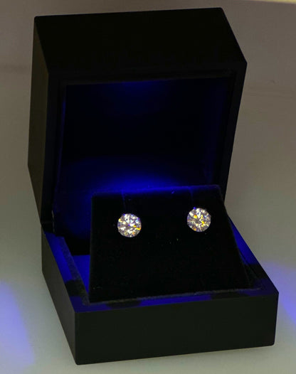 14K Gold GRA Certified D-VVS1 Round Moissanite Screw Back Studs Earrings