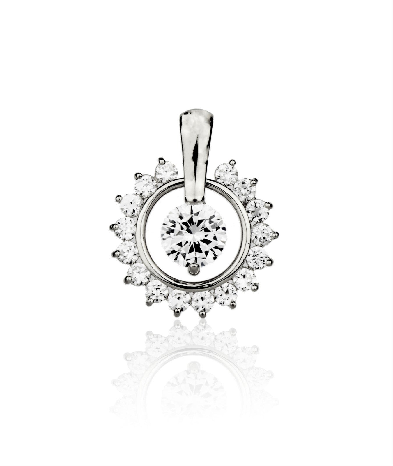 14k Yellow or White Gold Cz Round Pendant