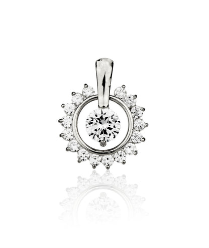 14k Yellow or White Gold Cz Round Pendant