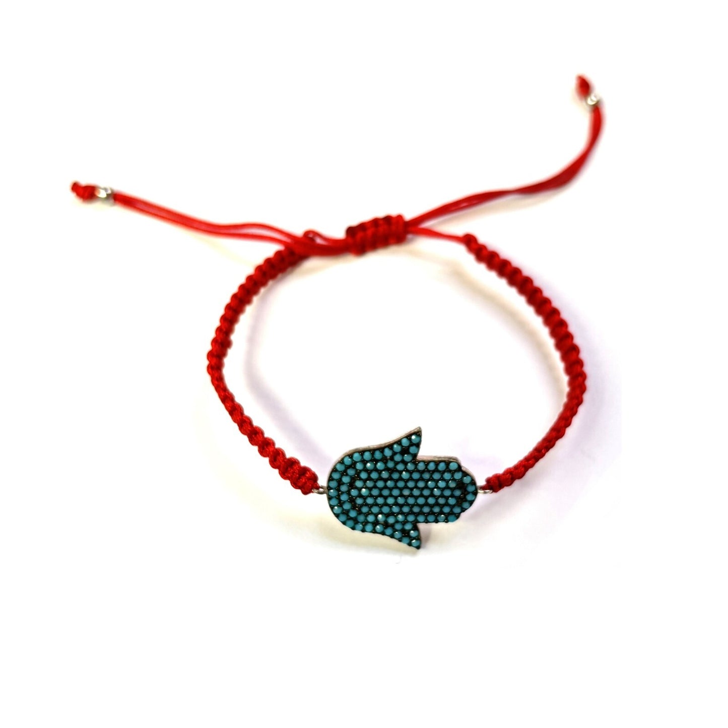 925 Sterling Silver  Hamsa Bracelet 6" Adjustable to 11"