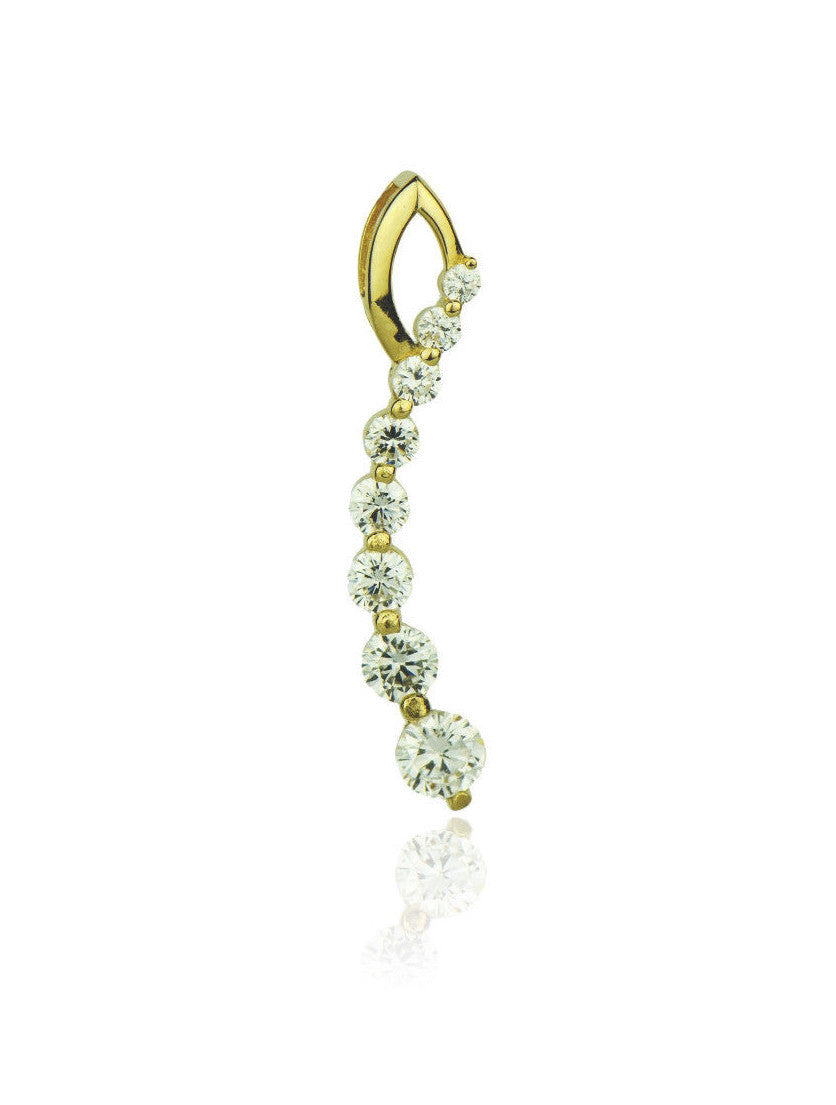 14k Yellow Gold Brilliant Round Cut Journey Pendant