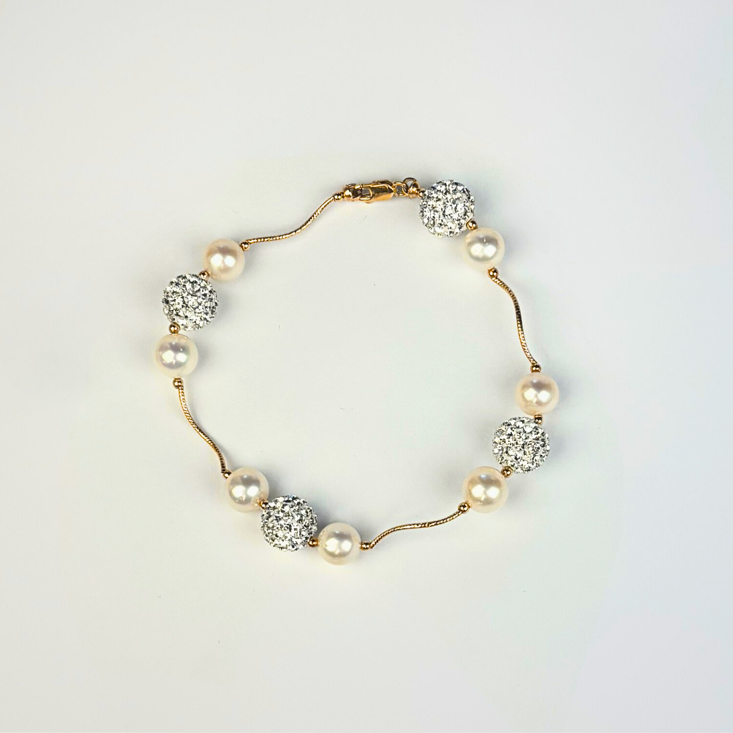 14K Yellow Gold Gorgeous Freshwater Pearl Set with Czech Crystal for Women