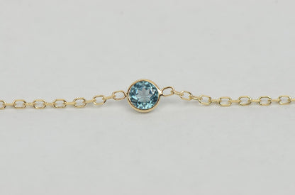 14k yellow gold yard necklace 18 cz chain Semi -Precious Stones