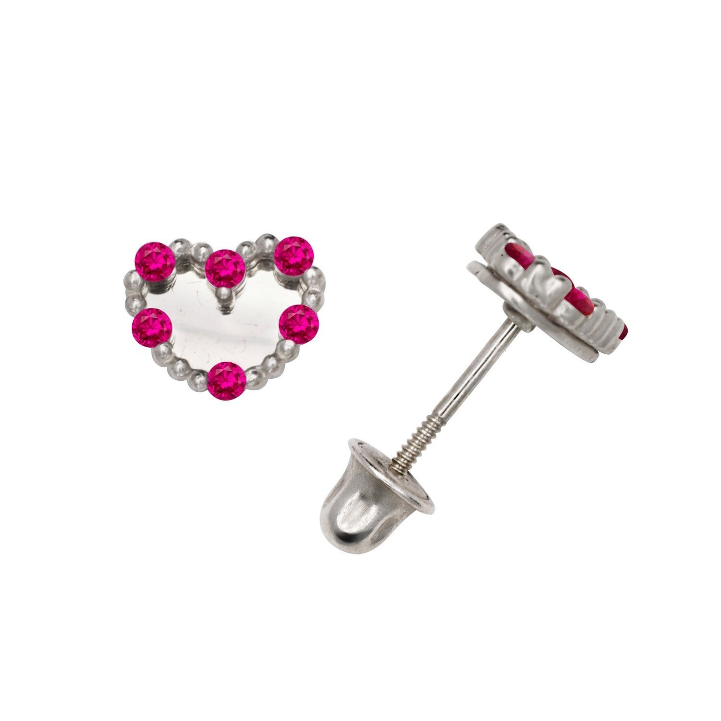 14K Yellow & White Gold Classic Heart Shaped CZ Stud Earrings for Women