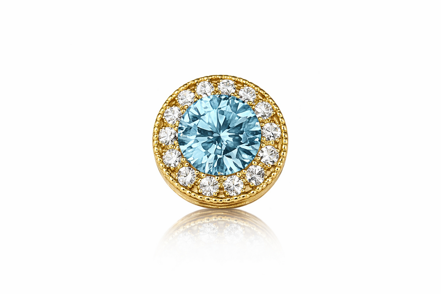 14k Yellow Gold Halo Round Pendant