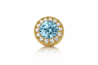 14k Yellow Gold Halo Round Pendant
