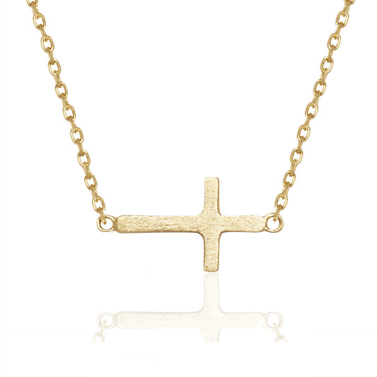 14K Yellow/White/Rose Gold Cross Pendant Necklace