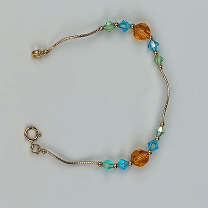 14K Yellow Gold Elegant Crystals Bracelet Kids Baby Girls & Boy