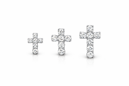 14K Yellow or White Gold Cubic Zirconia CZ Cross Earrings