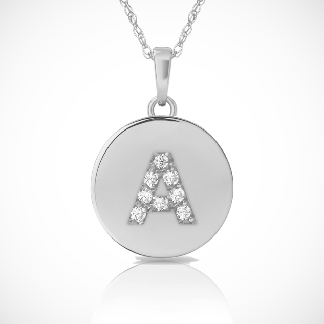 14k Yellow / White & Rose Gold Letter Initial CZ Pendant For Women