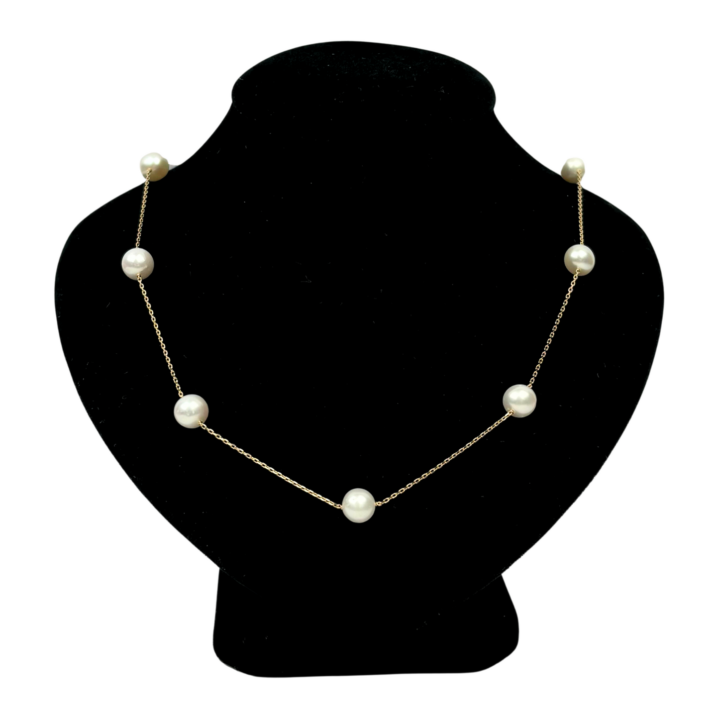 14k Yellow & White Gold Genuine White Pearls by the yard 16"& 18" Necklace