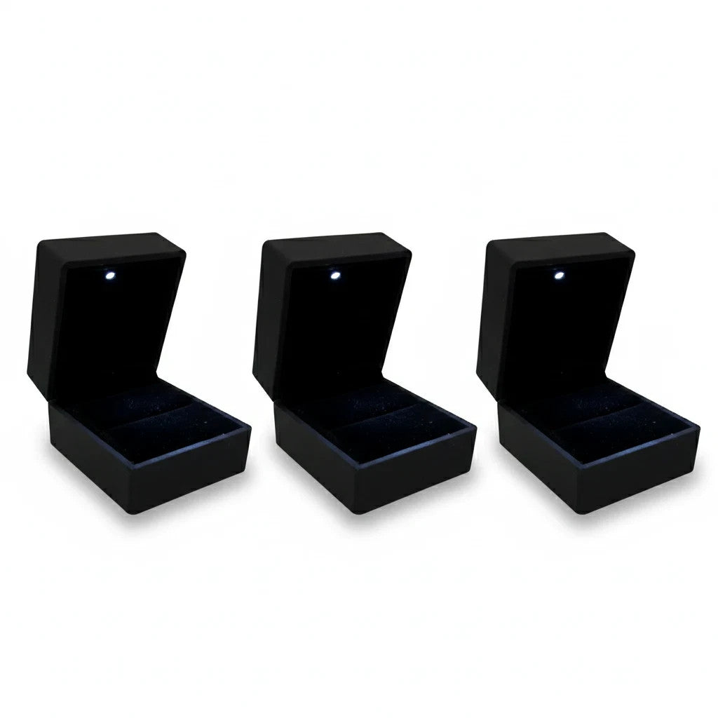 LED Ring Box Velvet Jewelry Case Gifts Box