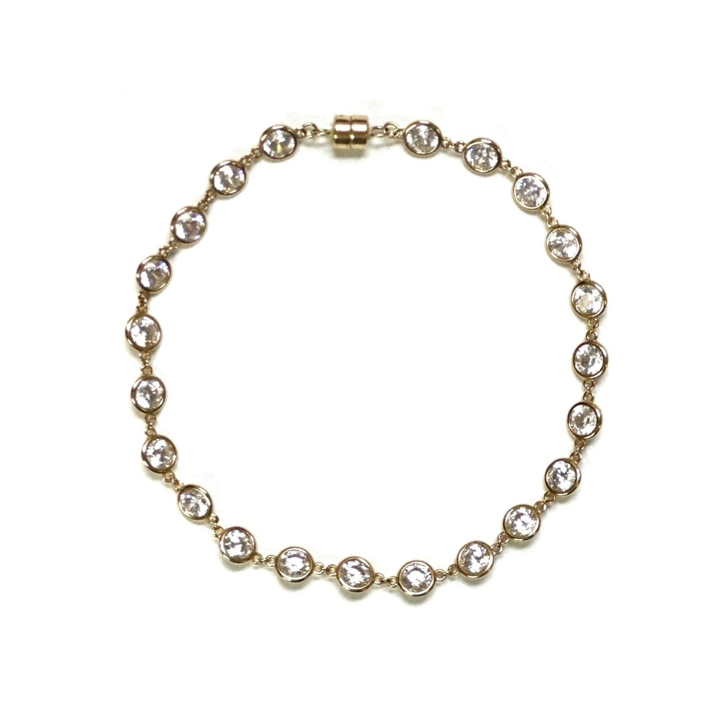 14k Yellow Gold CZ Bracelet with Magnet Lock