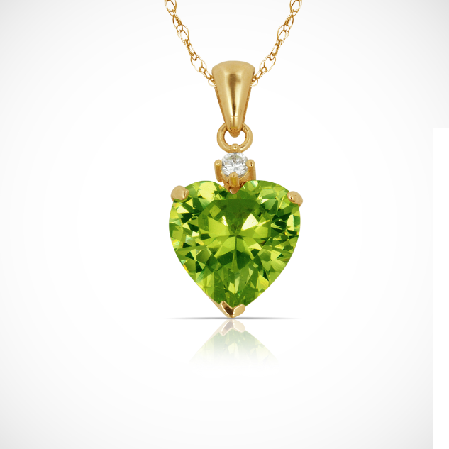14K Yellow Gold Classic Heart Shaped Simulated CZ Pendant for Women