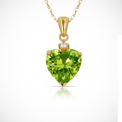 14K Yellow Gold Classic Heart Shaped Simulated CZ Pendant for Women