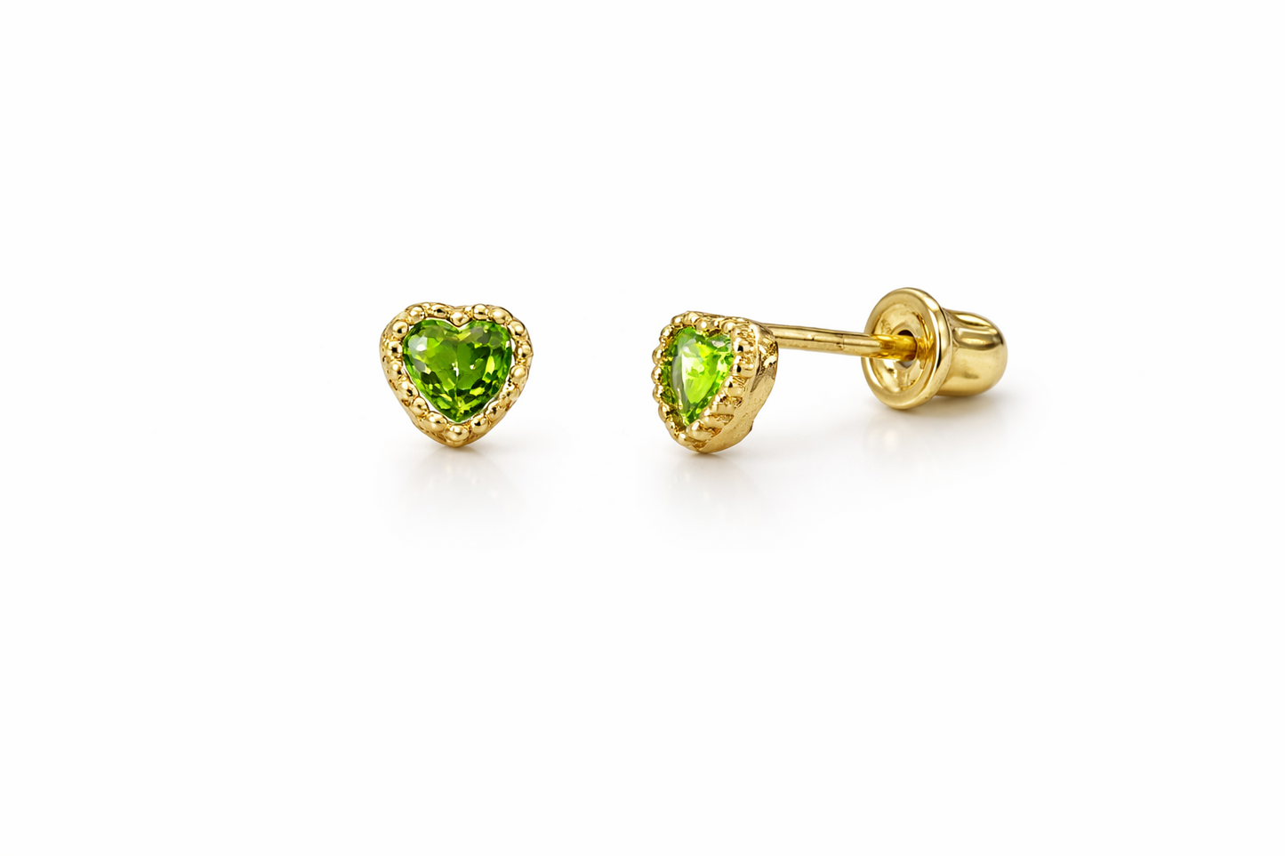 14k Yellow Gold Heart CZ Birthstone Earrings