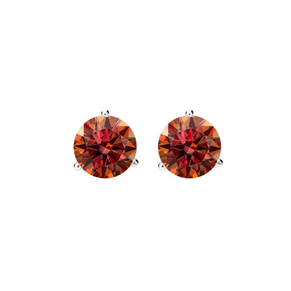 14K Gold GRA CertifiedD-VVS1 Watermelon Red Moissanite ScrewBack Stud Earrings