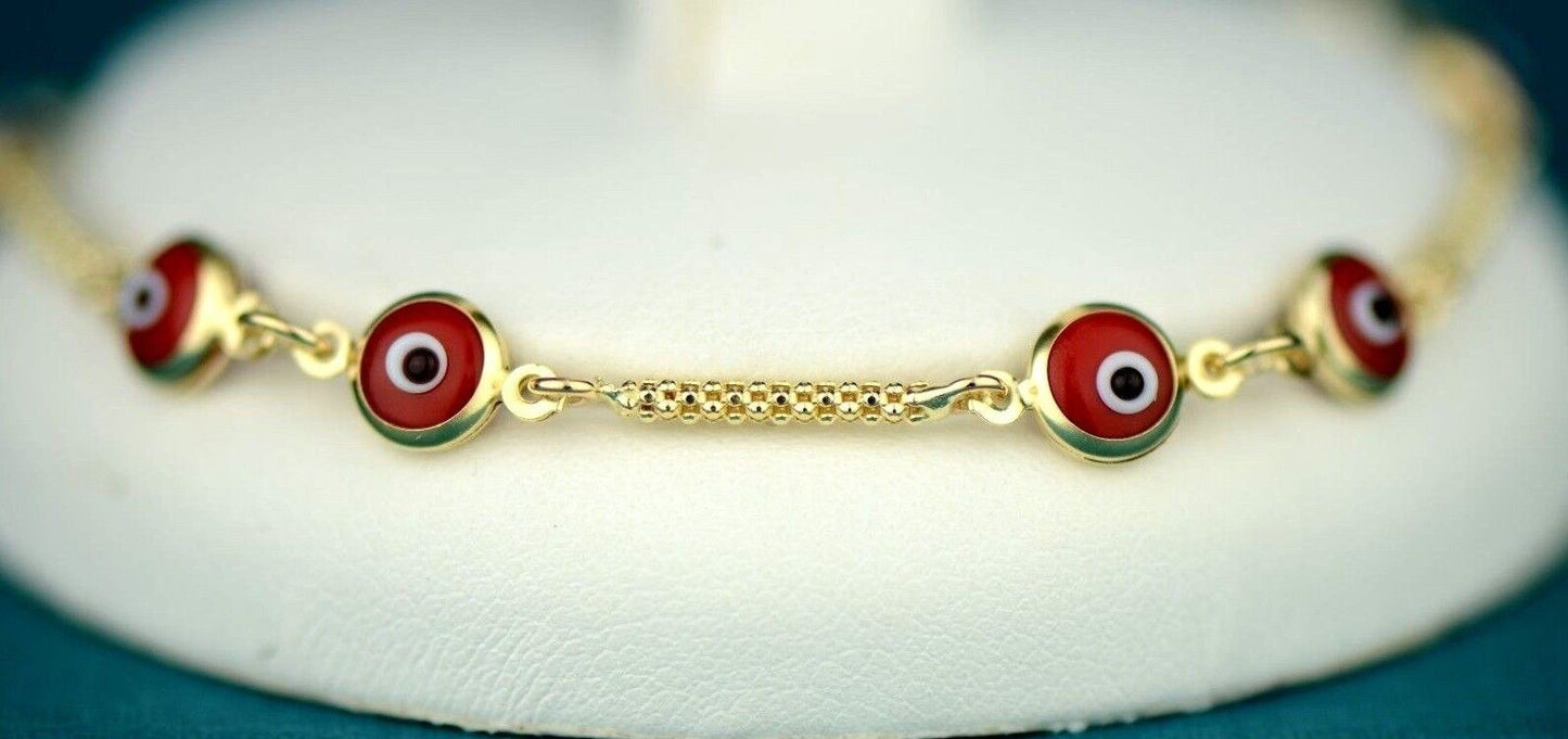 14k Yellow or White Gold Evil Eye Bracelet