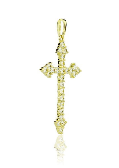 14k Yellow or White Gold Cz Cross Pendant