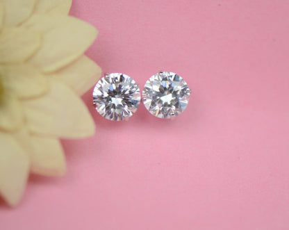 Genuine Lab Grown Diamond Stud Screw Back Earrings in 14k White Gold