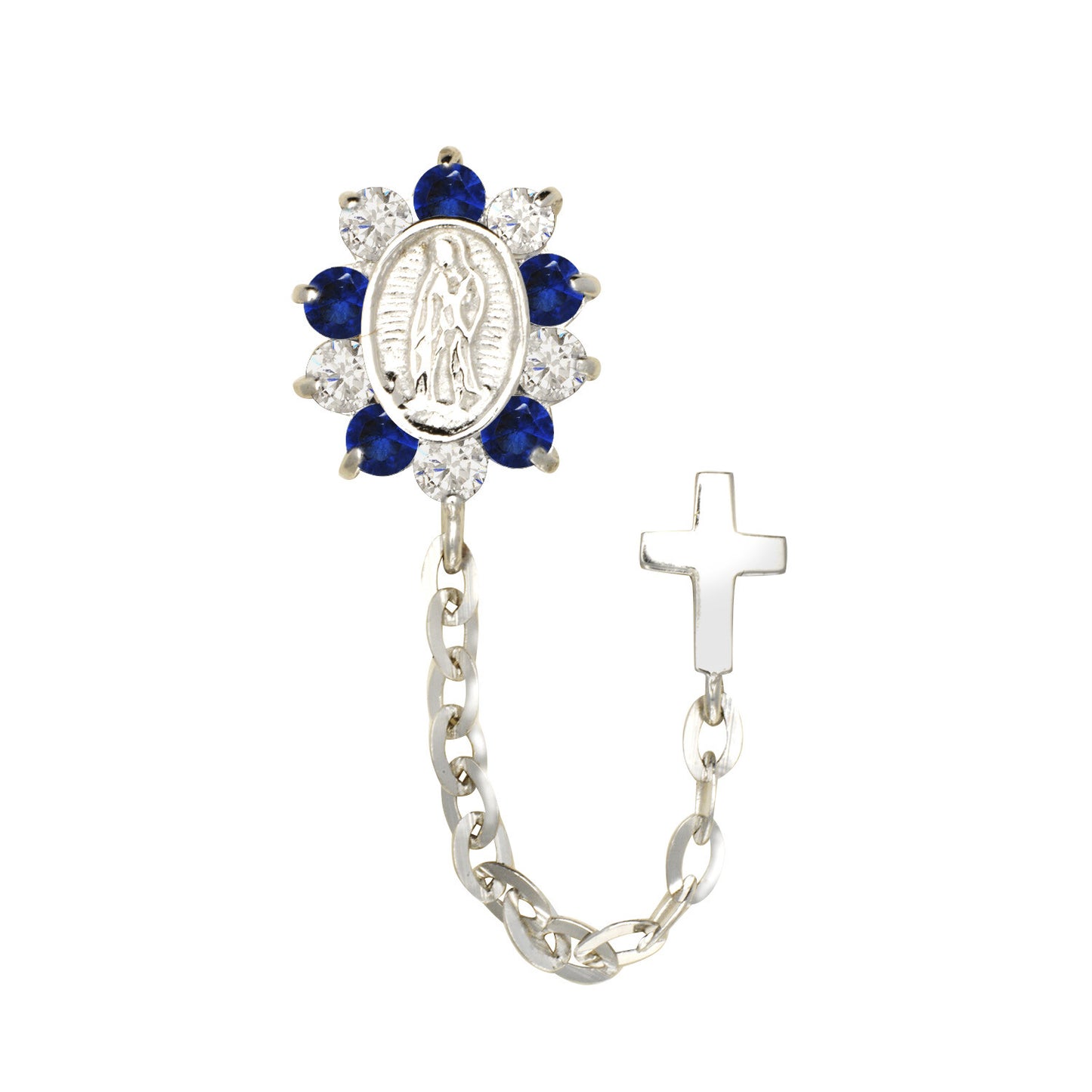 14K Yellow or White Gold Guadalupe Virgin Mary Screw Back CZ Stud Earrings