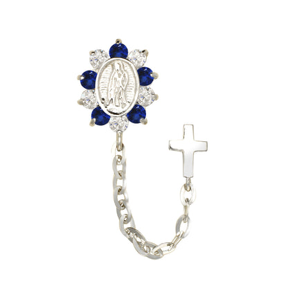 14K Yellow or White Gold Guadalupe Virgin Mary Screw Back CZ Stud Earrings