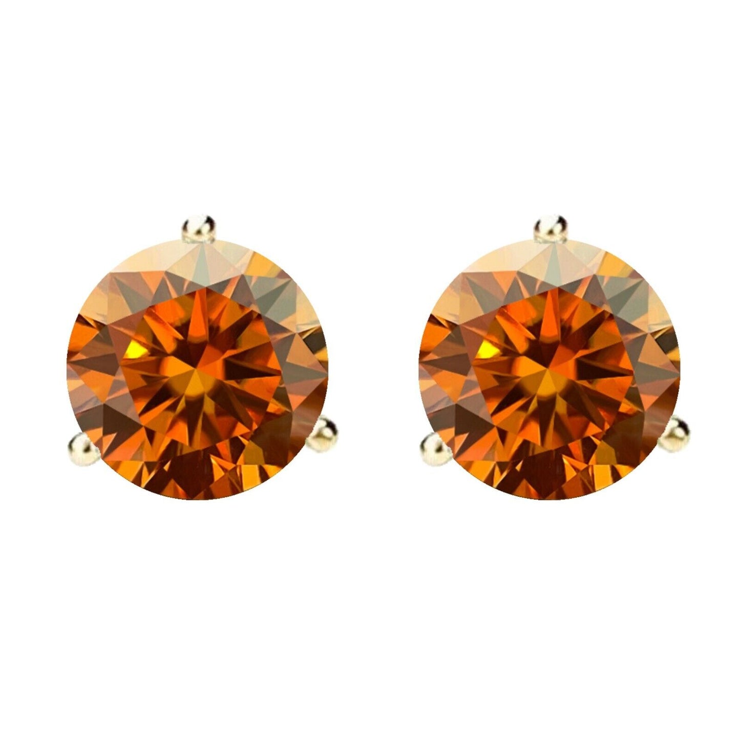 14K Gold GRA CertifiedD-VVS1 Orange Moissanite ScrewBack Stud Earrings