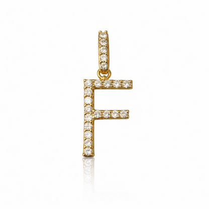 14k Yellow Gold Initial Letter CZ Pendant: Medium