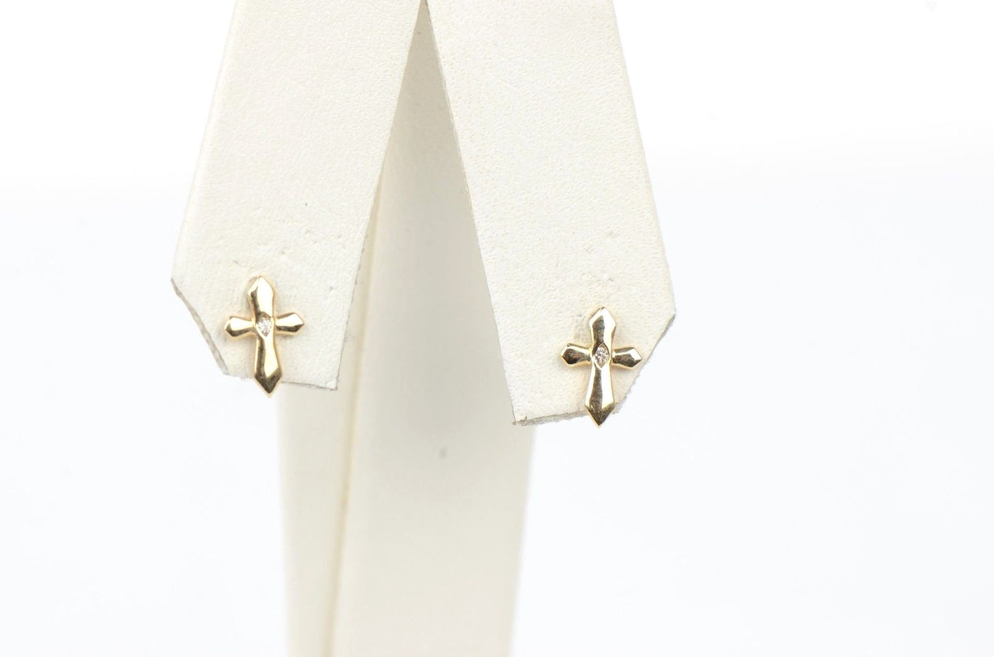 14K Yellow or White Gold Cubic Zirconia CZ Cross Earrings
