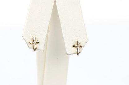 14K Yellow or White Gold Cubic Zirconia CZ Cross Earrings
