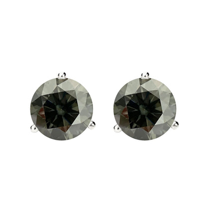 14K Gold GRA CertifiedD-VVS1 Grey Moissanite ScrewBack Stud Earrings