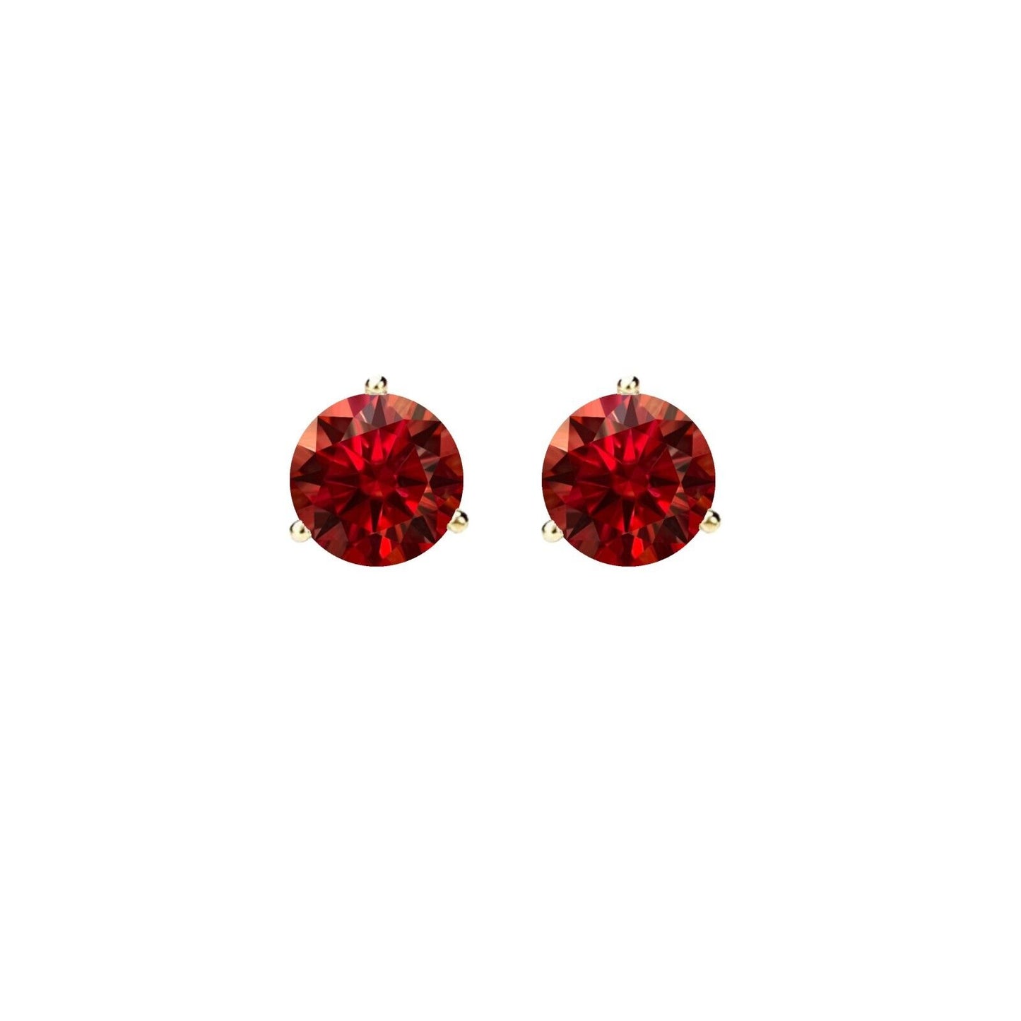 14K Gold GRA CertifiedD-VVS1 Garnet Moissanite ScrewBack Stud Earrings