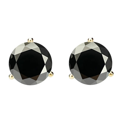 14K Gold GRA CertifiedD-VVS1 Black Moissanite Martini PushBack Stud Earrings