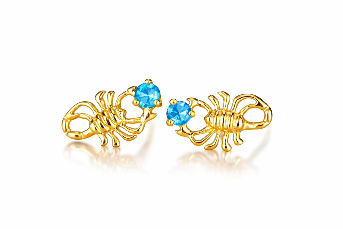 14k Yellow Gold Birthstone Scorpion Earring