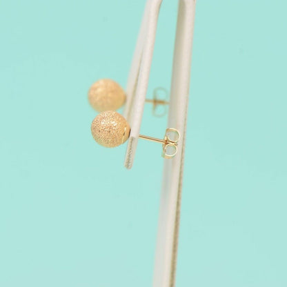 14k Yellow Solid Gold Laser Cut Ball Stud Earrings