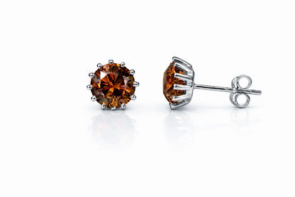 14k Solid White Gold 6mm Round Birthstone Stud Earrings with Screw Back