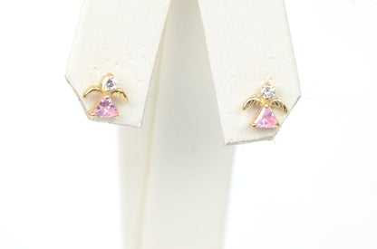14k Yellow or White Gold Angel CZ Stud Earrings