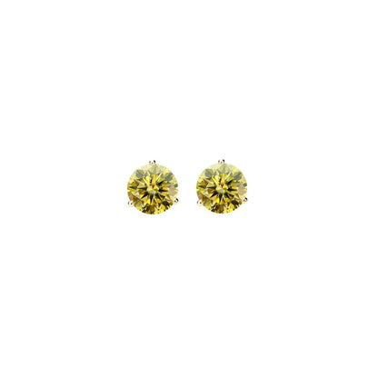 14K Gold GRA CertifiedD-VVS1 Lemon Yellow Moissanite ScrewBack Stud Earrings