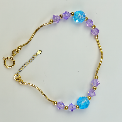 14K Yellow Gold Elegant Crystals Bracelet Kids Baby Girls & Boy -With Extension
