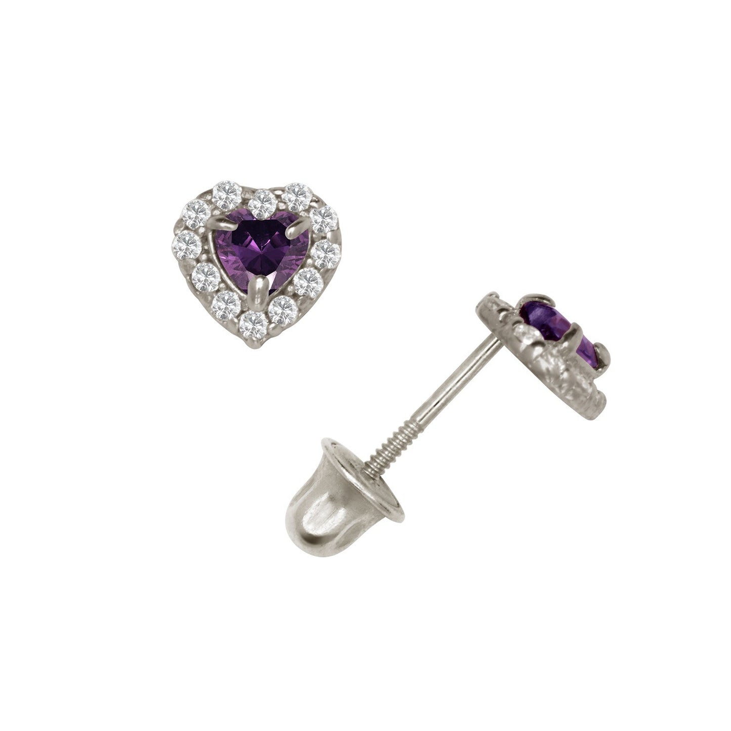 14K Yellow & White Gold Small Gorgeous CZ Heart Shaped Stud Earrings for Women