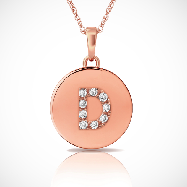 14k Yellow / White & Rose Gold Letter Initial CZ Pendant For Women